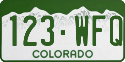 CO license plate 123WFQ