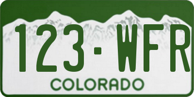 CO license plate 123WFR
