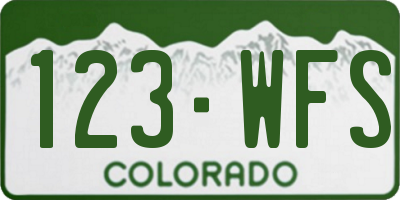 CO license plate 123WFS