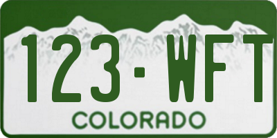 CO license plate 123WFT
