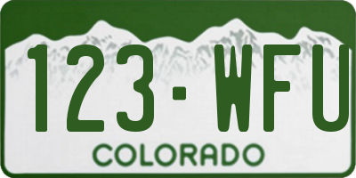 CO license plate 123WFU
