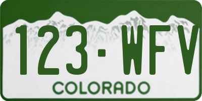 CO license plate 123WFV