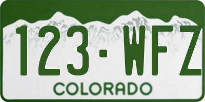 CO license plate 123WFZ