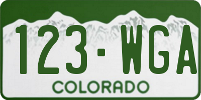 CO license plate 123WGA