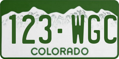 CO license plate 123WGC