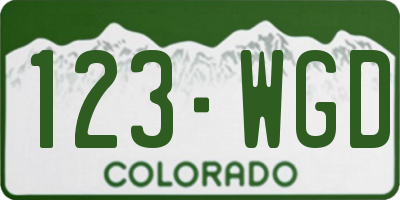 CO license plate 123WGD