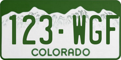 CO license plate 123WGF