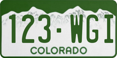 CO license plate 123WGI