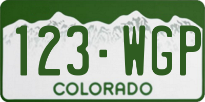 CO license plate 123WGP