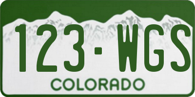 CO license plate 123WGS
