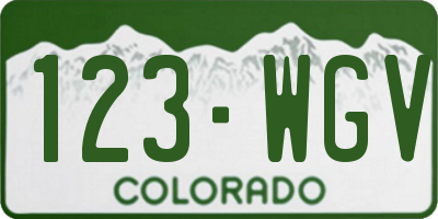 CO license plate 123WGV