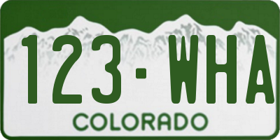 CO license plate 123WHA