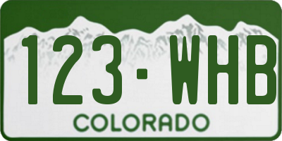 CO license plate 123WHB