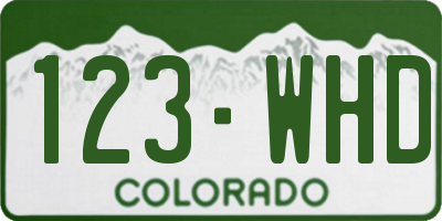 CO license plate 123WHD