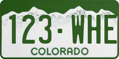 CO license plate 123WHE