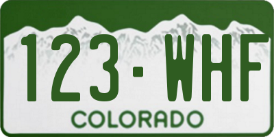 CO license plate 123WHF