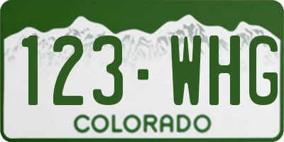 CO license plate 123WHG
