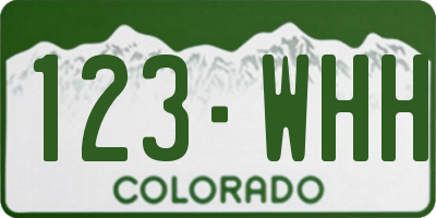 CO license plate 123WHH