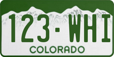 CO license plate 123WHI