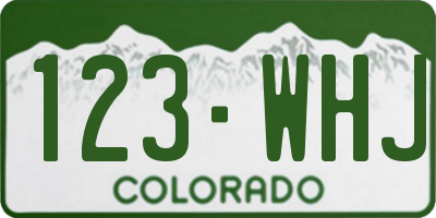 CO license plate 123WHJ