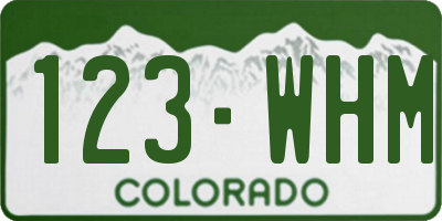 CO license plate 123WHM
