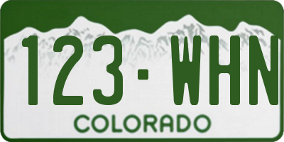 CO license plate 123WHN