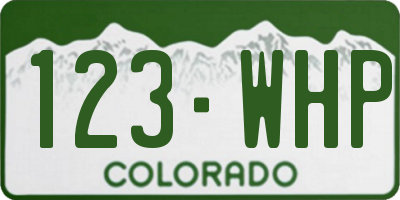 CO license plate 123WHP