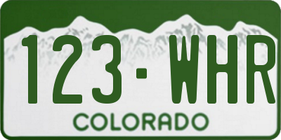 CO license plate 123WHR