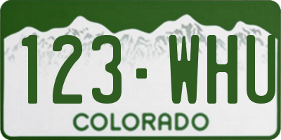 CO license plate 123WHU