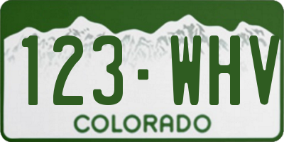 CO license plate 123WHV