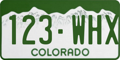 CO license plate 123WHX