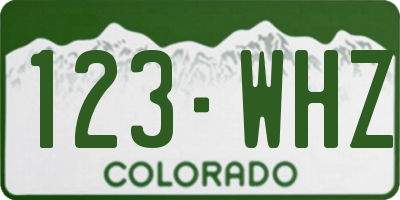 CO license plate 123WHZ