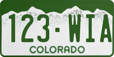 CO license plate 123WIA