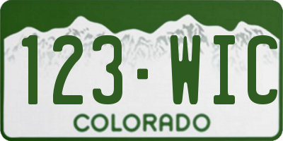 CO license plate 123WIC