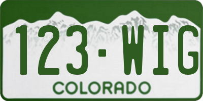 CO license plate 123WIG