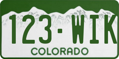 CO license plate 123WIK