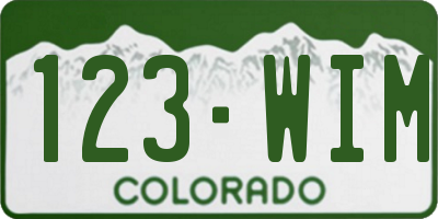 CO license plate 123WIM