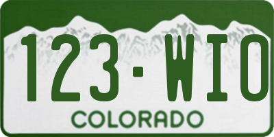 CO license plate 123WIO