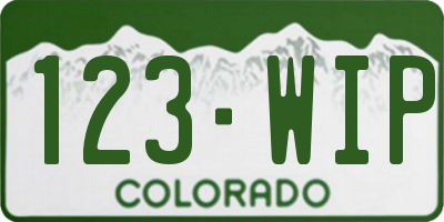 CO license plate 123WIP
