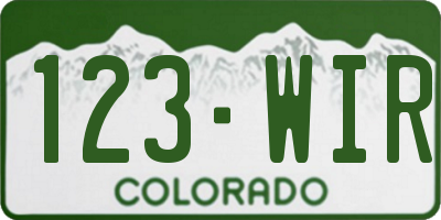 CO license plate 123WIR