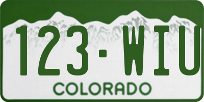 CO license plate 123WIU