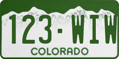 CO license plate 123WIW