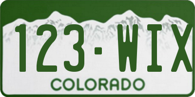 CO license plate 123WIX