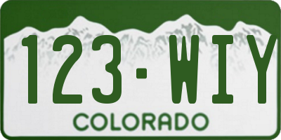 CO license plate 123WIY