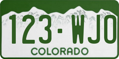 CO license plate 123WJO