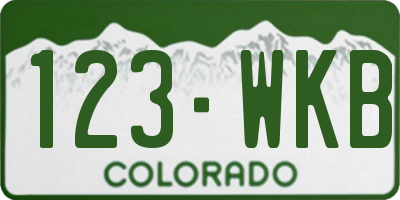 CO license plate 123WKB