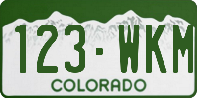 CO license plate 123WKM