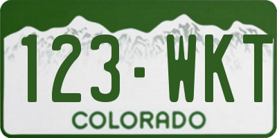 CO license plate 123WKT