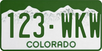 CO license plate 123WKW