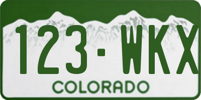 CO license plate 123WKX